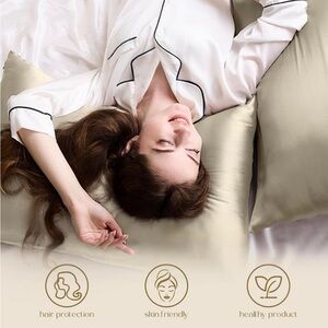 🧵 Zima 🧵 Silk 100% silk pillowcase Taupe Standard size